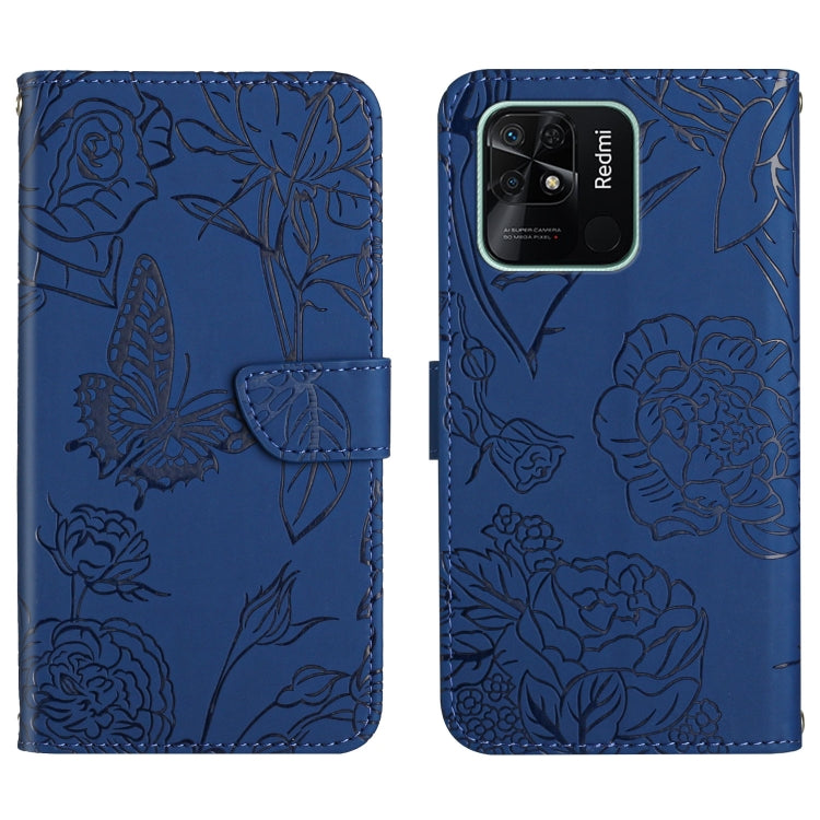 Custodia per cellulare in pelle goffrata con peonia a farfalla, For Xiaomi Redmi 10 4G, For Xiaomi Redmi 10 5G / Note 11E, For Xiaomi Redmi 10C, For Xiaomi Redmi K30 Pro