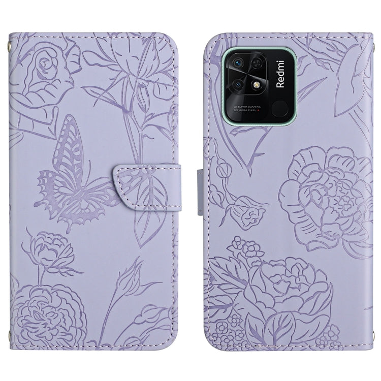 Custodia per cellulare in pelle goffrata con peonia a farfalla, For Xiaomi Redmi 10 4G, For Xiaomi Redmi 10 5G / Note 11E, For Xiaomi Redmi 10C, For Xiaomi Redmi K30 Pro