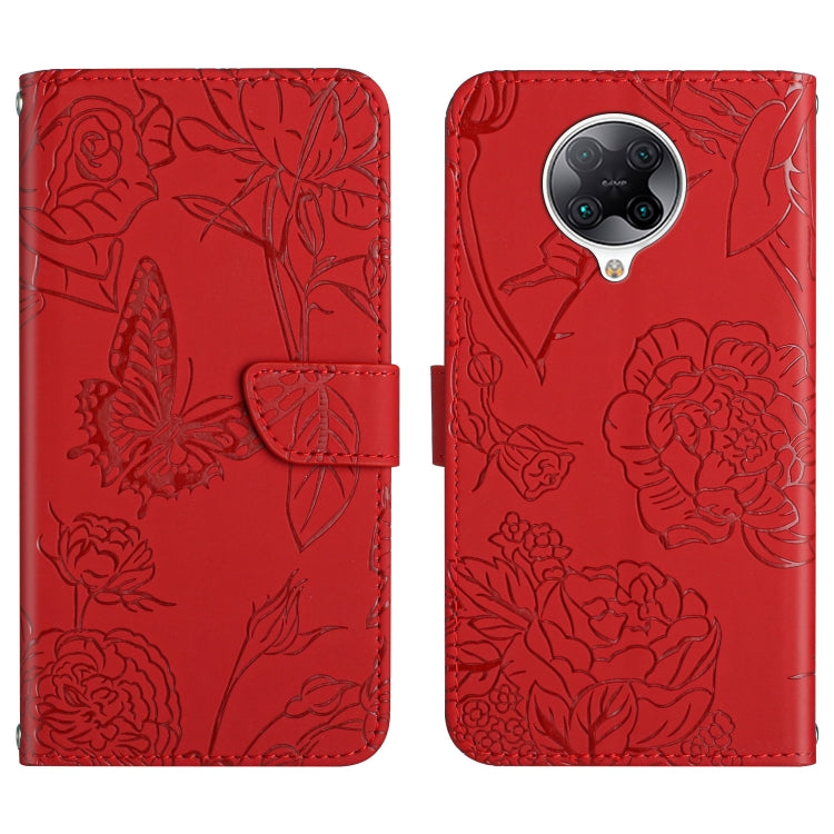 Custodia per cellulare in pelle goffrata con peonia a farfalla, For Xiaomi Redmi 10 4G, For Xiaomi Redmi 10 5G / Note 11E, For Xiaomi Redmi 10C, For Xiaomi Redmi K30 Pro