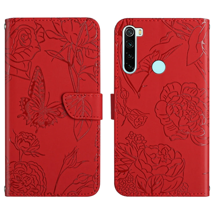Custodia per cellulare in pelle goffrata con peonia a farfalla, For Xiaomi Redmi K40, For Xiaomi Redmi Note 7, For Xiaomi Redmi Note 8, For Xiaomi Redmi Note 8 Pro