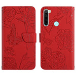 Custodia per cellulare in pelle goffrata con peonia a farfalla, For Xiaomi Redmi Note 8T, For Xiaomi Redmi Note 9 4G, For Xiaomi Redmi Note 9 5G, For Xiaomi Redmi Note 9 Pro