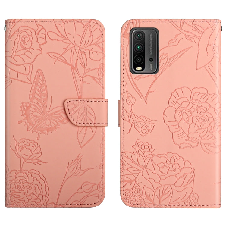 Custodia per cellulare in pelle goffrata con peonia a farfalla, For Xiaomi Redmi Note 8T, For Xiaomi Redmi Note 9 4G, For Xiaomi Redmi Note 9 5G, For Xiaomi Redmi Note 9 Pro