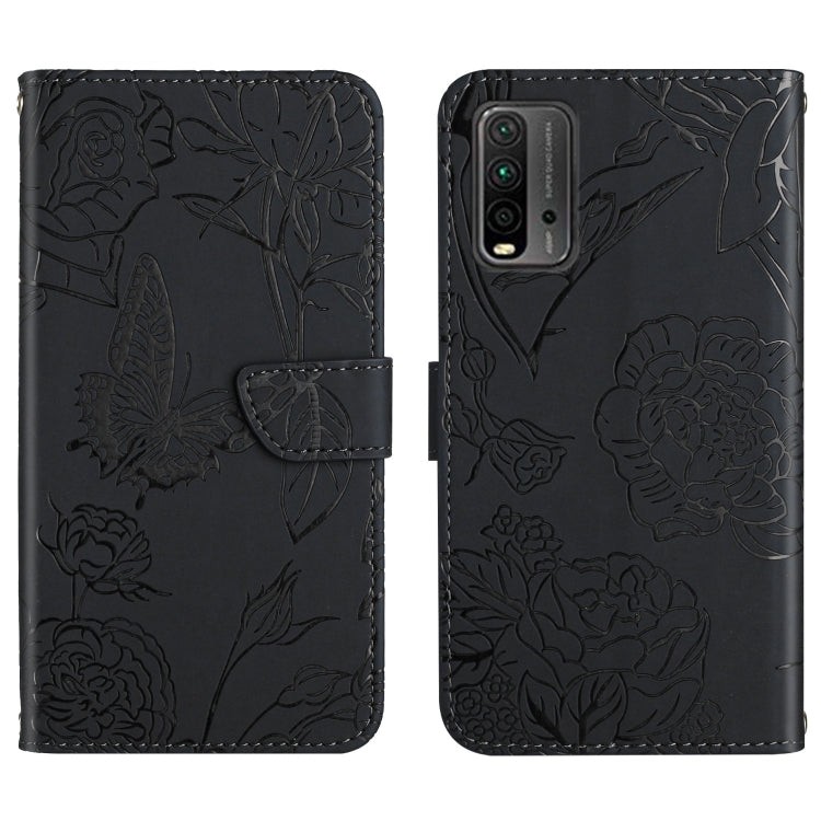 Custodia per cellulare in pelle goffrata con peonia a farfalla, For Xiaomi Redmi Note 8T, For Xiaomi Redmi Note 9 4G, For Xiaomi Redmi Note 9 5G, For Xiaomi Redmi Note 9 Pro
