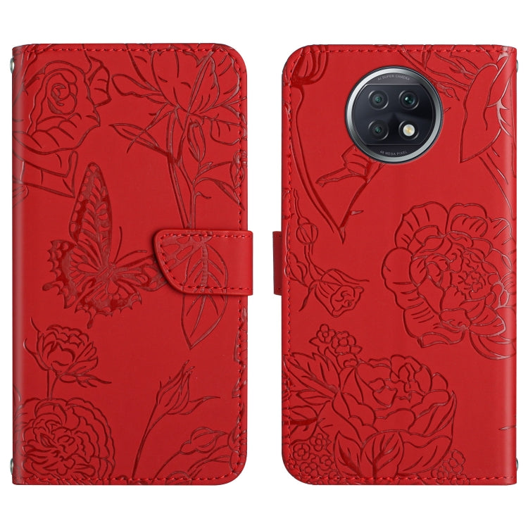 Custodia per cellulare in pelle goffrata con peonia a farfalla, For Xiaomi Redmi Note 8T, For Xiaomi Redmi Note 9 4G, For Xiaomi Redmi Note 9 5G, For Xiaomi Redmi Note 9 Pro