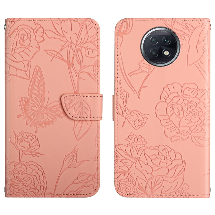 Custodia per cellulare in pelle goffrata con peonia a farfalla, For Xiaomi Redmi Note 8T, For Xiaomi Redmi Note 9 4G, For Xiaomi Redmi Note 9 5G, For Xiaomi Redmi Note 9 Pro