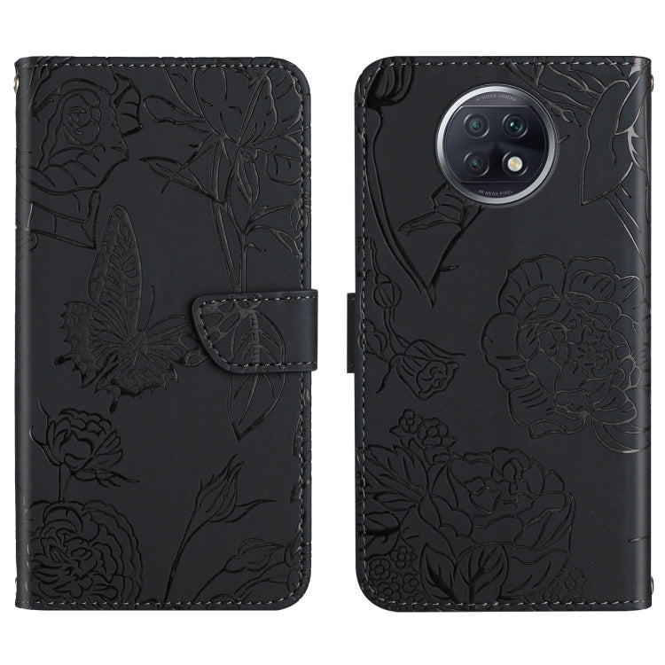 Custodia per cellulare in pelle goffrata con peonia a farfalla, For Xiaomi Redmi Note 8T, For Xiaomi Redmi Note 9 4G, For Xiaomi Redmi Note 9 5G, For Xiaomi Redmi Note 9 Pro