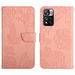 Custodia per cellulare in pelle goffrata con peonia a farfalla, For Xiaomi Redmi Note 11 5G Chinese Version, For Xiaomi Redmi Note 11 Pro Foreign Version, For Xiaomi Redmi Note 11 Pro / Poco M4 Pro 5G, For Xiaomi Mi 10 Lite 5G
