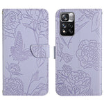 Custodia per cellulare in pelle goffrata con peonia a farfalla, For Xiaomi Redmi Note 11 5G Chinese Version, For Xiaomi Redmi Note 11 Pro Foreign Version, For Xiaomi Redmi Note 11 Pro / Poco M4 Pro 5G, For Xiaomi Mi 10 Lite 5G