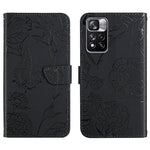 Custodia per cellulare in pelle goffrata con peonia a farfalla, For Xiaomi Redmi Note 11 5G Chinese Version, For Xiaomi Redmi Note 11 Pro Foreign Version, For Xiaomi Redmi Note 11 Pro / Poco M4 Pro 5G, For Xiaomi Mi 10 Lite 5G