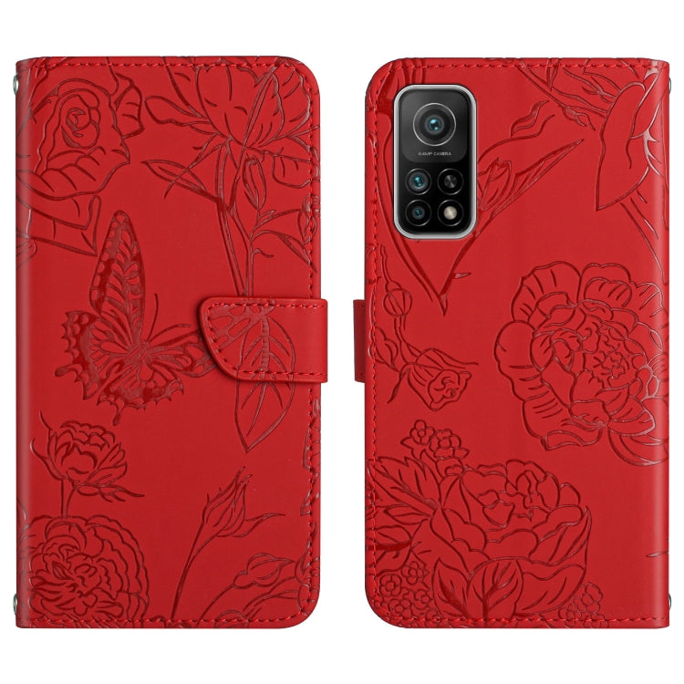 Custodia per cellulare in pelle goffrata con peonia a farfalla, For Xiaomi Mi 10 / 10 Pro 5G, For Xiaomi Mi 10T 5G, For Xiaomi Mi 11, For Xiaomi Mi 11 Lite