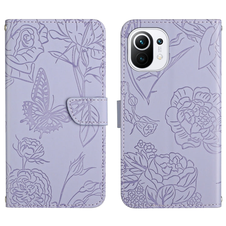 Custodia per cellulare in pelle goffrata con peonia a farfalla, For Xiaomi Mi 10 / 10 Pro 5G, For Xiaomi Mi 10T 5G, For Xiaomi Mi 11, For Xiaomi Mi 11 Lite