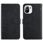 Custodia per cellulare in pelle goffrata con peonia a farfalla, For Xiaomi Mi 10 / 10 Pro 5G, For Xiaomi Mi 10T 5G, For Xiaomi Mi 11, For Xiaomi Mi 11 Lite