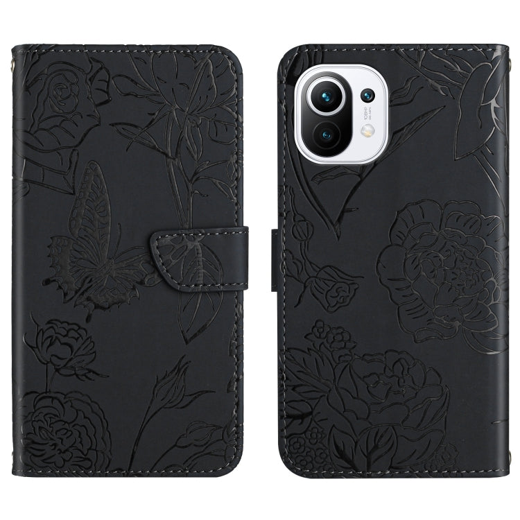 Custodia per cellulare in pelle goffrata con peonia a farfalla, For Xiaomi Mi 10 / 10 Pro 5G, For Xiaomi Mi 10T 5G, For Xiaomi Mi 11, For Xiaomi Mi 11 Lite