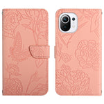 Custodia per cellulare in pelle goffrata con peonia a farfalla, For Xiaomi Mi 10 / 10 Pro 5G, For Xiaomi Mi 10T 5G, For Xiaomi Mi 11, For Xiaomi Mi 11 Lite