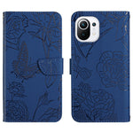 Custodia per cellulare in pelle goffrata con peonia a farfalla, For Xiaomi Mi 10 / 10 Pro 5G, For Xiaomi Mi 10T 5G, For Xiaomi Mi 11, For Xiaomi Mi 11 Lite
