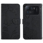 Custodia per cellulare in pelle goffrata con peonia a farfalla, For Xiaomi Mi 11 Pro, For Xiaomi Mi 11 Ultra, For Xiaomi Mi 11T / 11T Pro, For Xiaomi 12 / 12 Pro