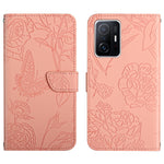 Custodia per cellulare in pelle goffrata con peonia a farfalla, For Xiaomi Mi 11 Pro, For Xiaomi Mi 11 Ultra, For Xiaomi Mi 11T / 11T Pro, For Xiaomi 12 / 12 Pro