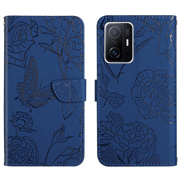 Custodia per cellulare in pelle goffrata con peonia a farfalla, For Xiaomi Mi 11 Pro, For Xiaomi Mi 11 Ultra, For Xiaomi Mi 11T / 11T Pro, For Xiaomi 12 / 12 Pro
