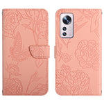 Custodia per cellulare in pelle goffrata con peonia a farfalla, For Xiaomi Mi 11 Pro, For Xiaomi Mi 11 Ultra, For Xiaomi Mi 11T / 11T Pro, For Xiaomi 12 / 12 Pro