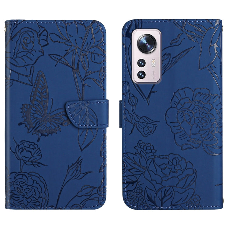 Custodia per cellulare in pelle goffrata con peonia a farfalla, For Xiaomi Mi 11 Pro, For Xiaomi Mi 11 Ultra, For Xiaomi Mi 11T / 11T Pro, For Xiaomi 12 / 12 Pro