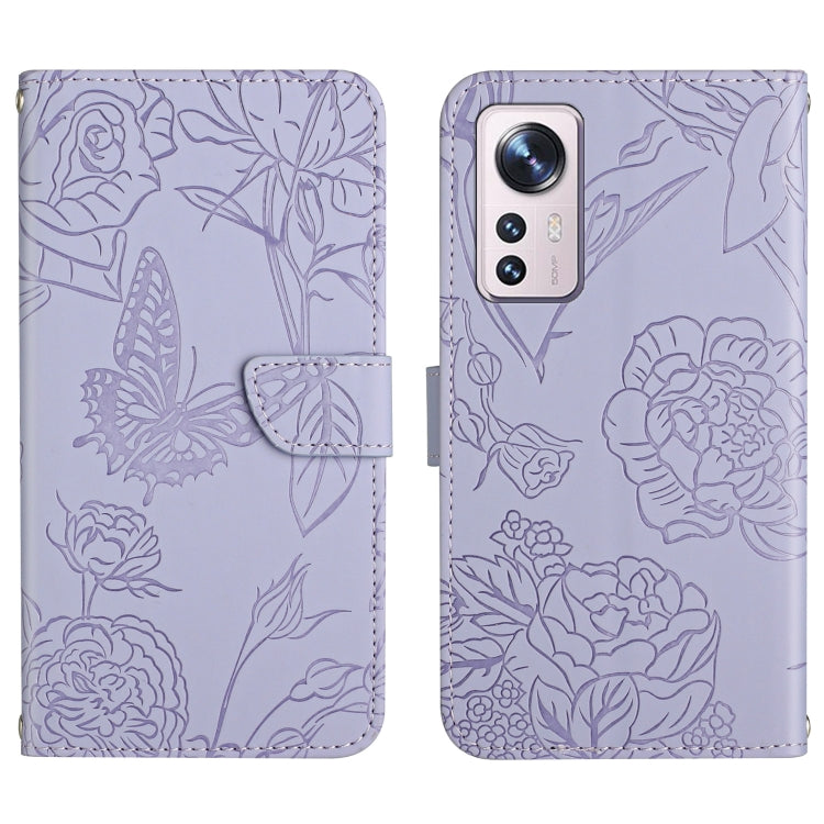 Custodia per cellulare in pelle goffrata con peonia a farfalla, For Xiaomi Mi 11 Pro, For Xiaomi Mi 11 Ultra, For Xiaomi Mi 11T / 11T Pro, For Xiaomi 12 / 12 Pro