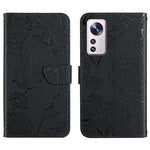 Custodia per cellulare in pelle goffrata con peonia a farfalla, For Xiaomi Mi 11 Pro, For Xiaomi Mi 11 Ultra, For Xiaomi Mi 11T / 11T Pro, For Xiaomi 12 / 12 Pro
