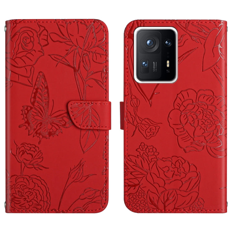 Custodia per cellulare in pelle goffrata con peonia a farfalla, For Xiaomi Mi Mix 4, For Xiaomi Mi Note 10 Lite, For Xiaomi Mi Note 10 / Note 10 Pro, For Xiaomi Poco M4 Pro 4G