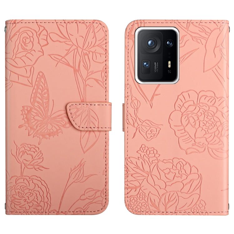 Custodia per cellulare in pelle goffrata con peonia a farfalla, For Xiaomi Mi Mix 4, For Xiaomi Mi Note 10 Lite, For Xiaomi Mi Note 10 / Note 10 Pro, For Xiaomi Poco M4 Pro 4G
