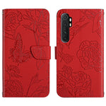 Custodia per cellulare in pelle goffrata con peonia a farfalla, For Xiaomi Mi Mix 4, For Xiaomi Mi Note 10 Lite, For Xiaomi Mi Note 10 / Note 10 Pro, For Xiaomi Poco M4 Pro 4G