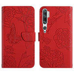 Custodia per cellulare in pelle goffrata con peonia a farfalla, For Xiaomi Mi Mix 4, For Xiaomi Mi Note 10 Lite, For Xiaomi Mi Note 10 / Note 10 Pro, For Xiaomi Poco M4 Pro 4G