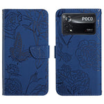 Custodia per cellulare in pelle goffrata con peonia a farfalla, For Xiaomi Poco X4 Pro 5G