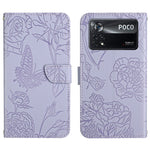 Custodia per cellulare in pelle goffrata con peonia a farfalla, For Xiaomi Poco X4 Pro 5G