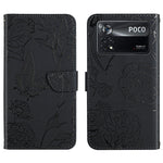 Custodia per cellulare in pelle goffrata con peonia a farfalla, For Xiaomi Poco X4 Pro 5G