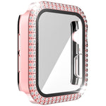 Cassa dell'orologio in PC + vetro temperato con diamante a doppia fila per Apple Watch Series, 3&2&1 38mm, 3&2&1 42mm