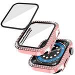 Cassa dell'orologio in PC + vetro temperato con diamante a doppia fila per Apple Watch Series, 3&2&1 38mm, 3&2&1 42mm