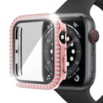 Cassa dell'orologio in PC + vetro temperato con diamante a doppia fila per Apple Watch Series, 3&2&1 38mm, 3&2&1 42mm