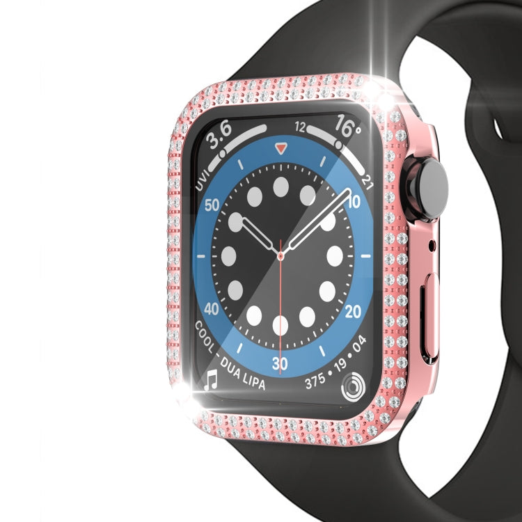Cassa dell'orologio in PC + vetro temperato con diamante a doppia fila per Apple Watch Series, 3&2&1 38mm, 3&2&1 42mm