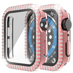 Cassa dell'orologio in PC + vetro temperato con diamante a doppia fila per Apple Watch Series, 3&2&1 38mm, 3&2&1 42mm