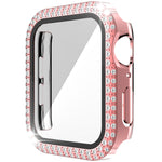 Cassa dell'orologio in PC + vetro temperato con diamante a doppia fila per Apple Watch Series, 3&2&1 38mm, 3&2&1 42mm