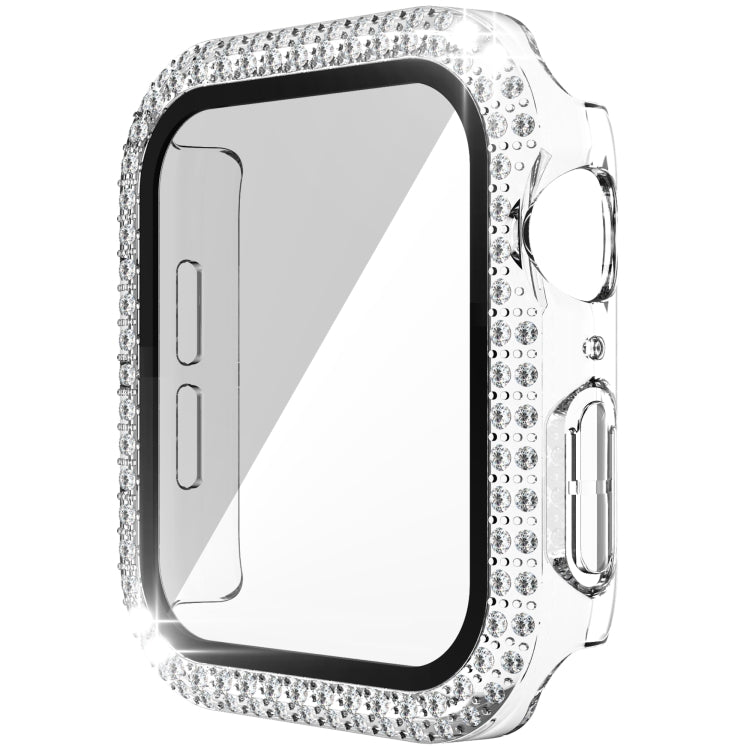 Cassa dell'orologio in PC + vetro temperato con diamante a doppia fila per Apple Watch Series, 3&2&1 38mm, 3&2&1 42mm