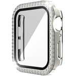 Cassa dell'orologio in PC + vetro temperato con diamante a doppia fila per Apple Watch Series, 3&2&1 38mm, 3&2&1 42mm
