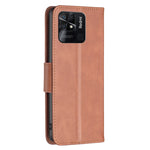 Custodia per telefono in pelle di colore puro con trama in pelle di agnello, For Xiaomi Redmi 10C