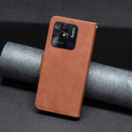 Custodia per telefono in pelle di colore puro con trama in pelle di agnello, For Xiaomi Redmi 10C