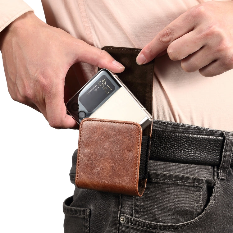 Custodia in pelle universale pieghevole per telefono cellulare montata in vita