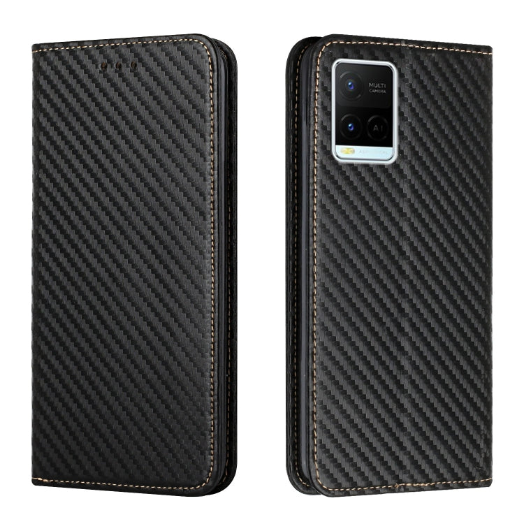 Custodia per telefono in pelle con supporto a vibrazione in fibra di carbonio, For Samsung Galaxy S22 5G, For Samsung Galaxy S22+ 5G, For OPPO A16, For vivo Y21