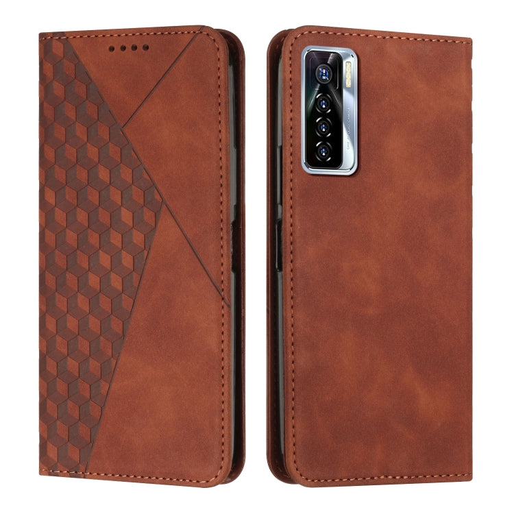 Custodia per telefono in pelle magnetica con giunzione a diamante, For Tecno Camon 17P / 17 Pro, For Tecno Camon 18P / 18, For Tecno Camon 18 Premier, For Tecno POP 5 LTE