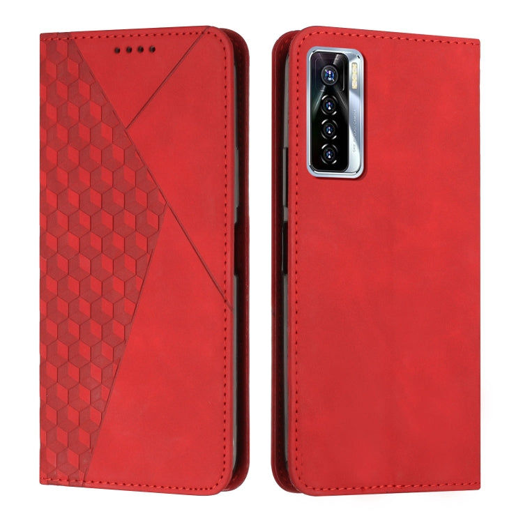 Custodia per telefono in pelle magnetica con giunzione a diamante, For Tecno Camon 17P / 17 Pro, For Tecno Camon 18P / 18, For Tecno Camon 18 Premier, For Tecno POP 5 LTE