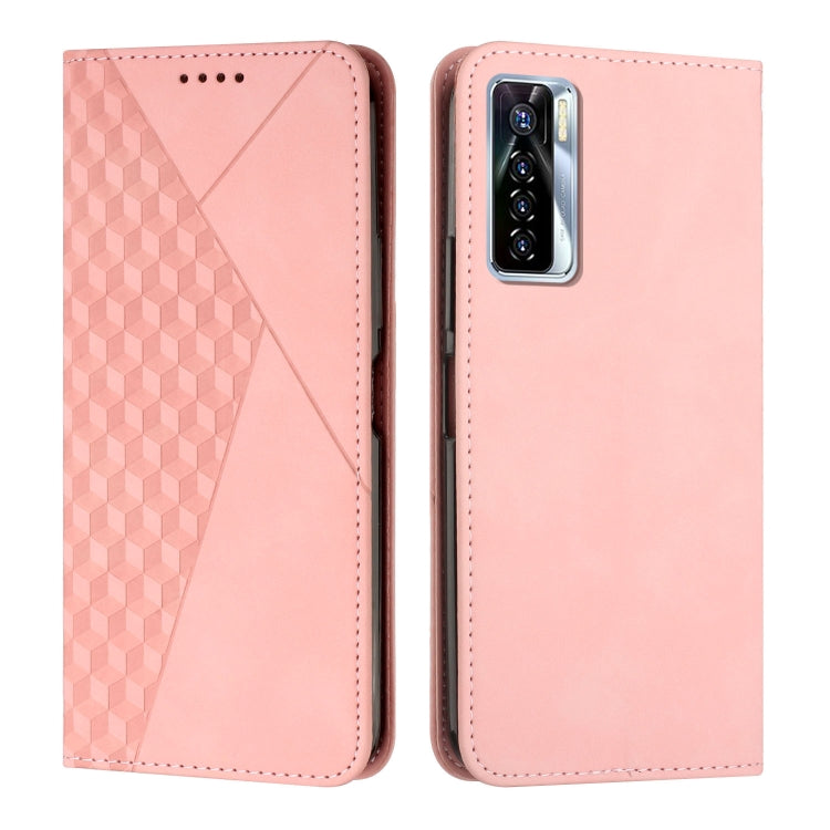Custodia per telefono in pelle magnetica con giunzione a diamante, For Tecno Camon 17P / 17 Pro, For Tecno Camon 18P / 18, For Tecno Camon 18 Premier, For Tecno POP 5 LTE