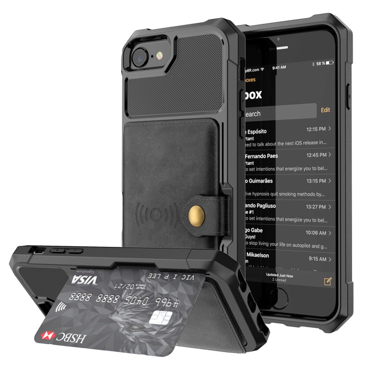 Custodia portafoglio in pelle magnetica per iPhone SE e 8