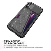 Custodia in pelle con borsa per carte magnetiche glitterate, For iPhone X / XS, For iPhone XR, For iPhone XS Max, For iPhone SE 2022 / SE 2020 / 7 / 8, For iPhone 8 Plus / 7 Plus / 6 Plus